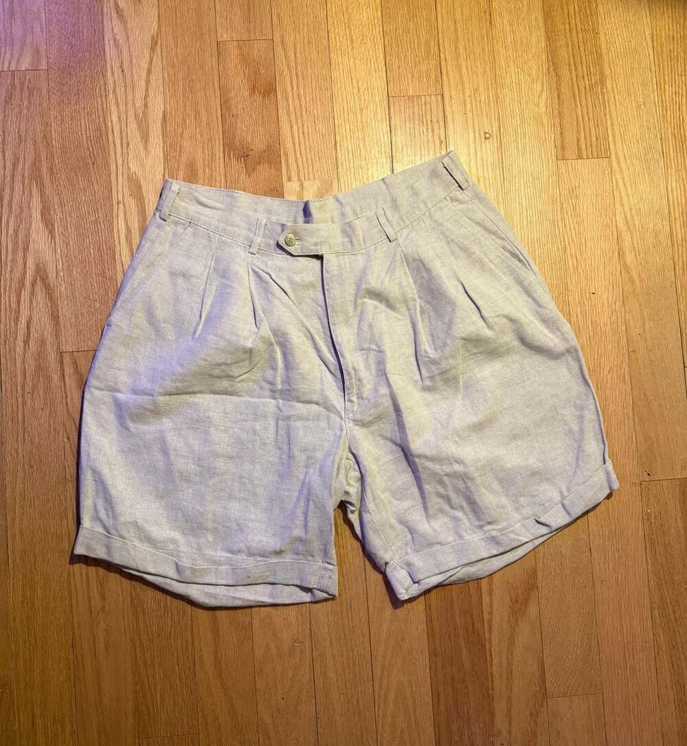 Vintage Travel Smith 58% Linen 42% Cotton Pleated Shorts Size 36